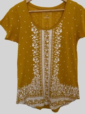 Womens Lucky Brand Cotton Blend Lightweight Shortsleeve Summer T-Shirt-Sz-S